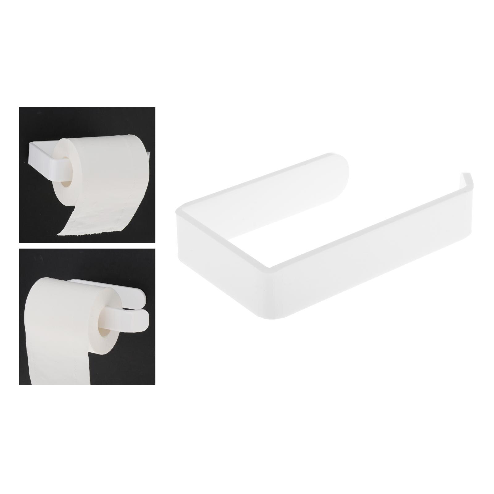 Wall Mount Paper Holder, White Acrylic Toilet Tissue Roll Holders Hangers for Bathroom Kitchen Easy to Install for Wall Tile