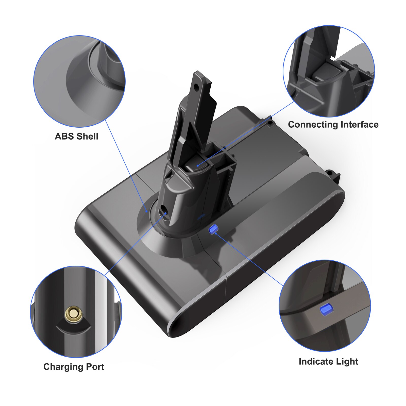 Battool – batterie Rechargeable au lithium pour Dyson V7, 21.6V, 6000mAh/4000mAh, duveteux, Animal V7 Pro, 225403, 229687