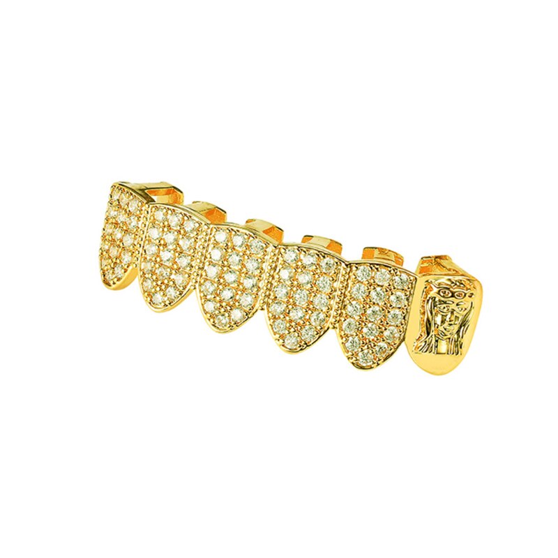 Hip Hop Fang TeethGrillz Micro Pave Cubic Zircon Top Teeth Caps Mouth Teeth Grills