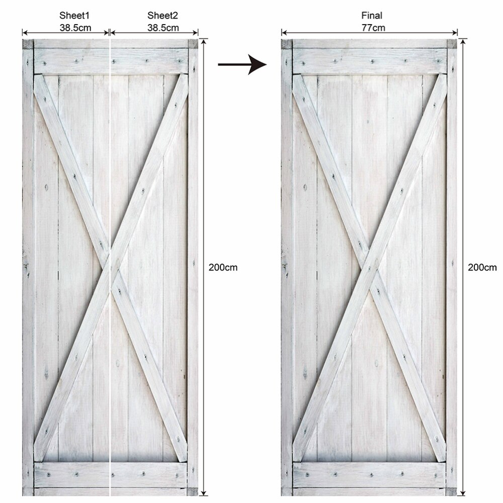 2pcs Door Stickers Simulation Door Mural Decorative Removable PVC Wallpaper (38.5x200cm)