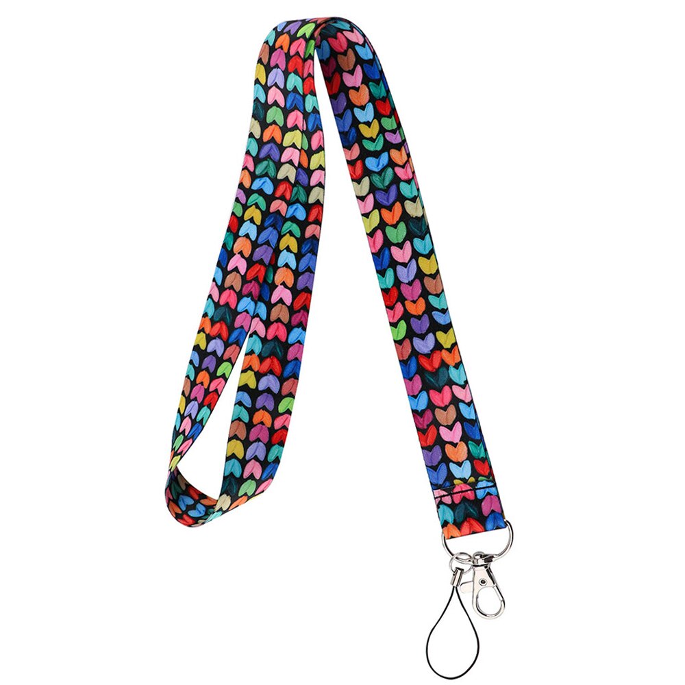 Color Block Love Pattern Print Neck Straps Keychain Lanyard USB ID Card Badge Holder DIY Hanging Rope Webbing Ribbon Accessories