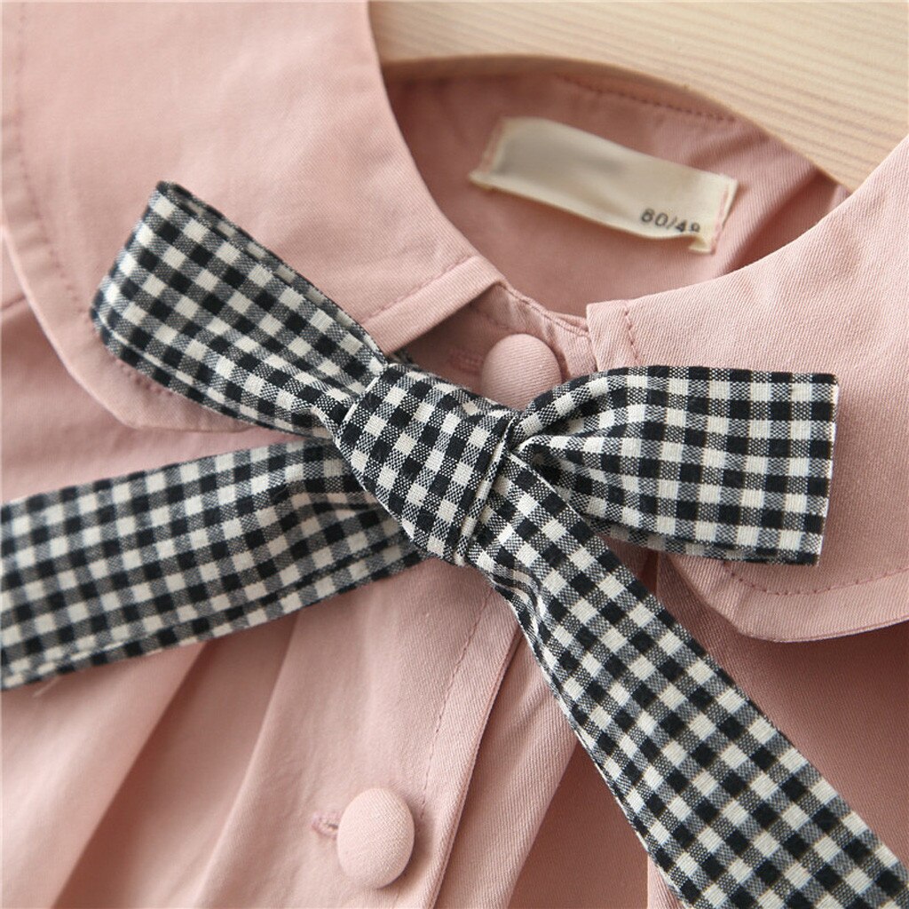 Toddler kids girls solid doll collar plaid windproof coat outwear casual kläder vinter barn trench kläder