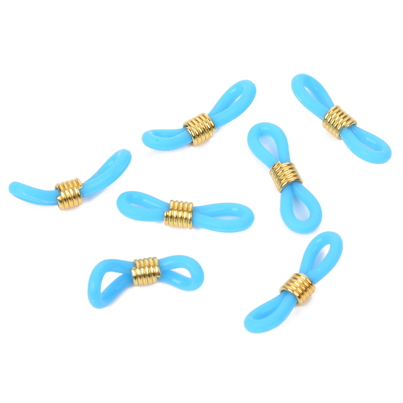 50 sztuk 22x11mm 18 kolory łańcuszek do okularów gumy silikonowej stop złota kołatka antypoślizgowe okulary okulary klamra DIY akcesoria: Sky Blue