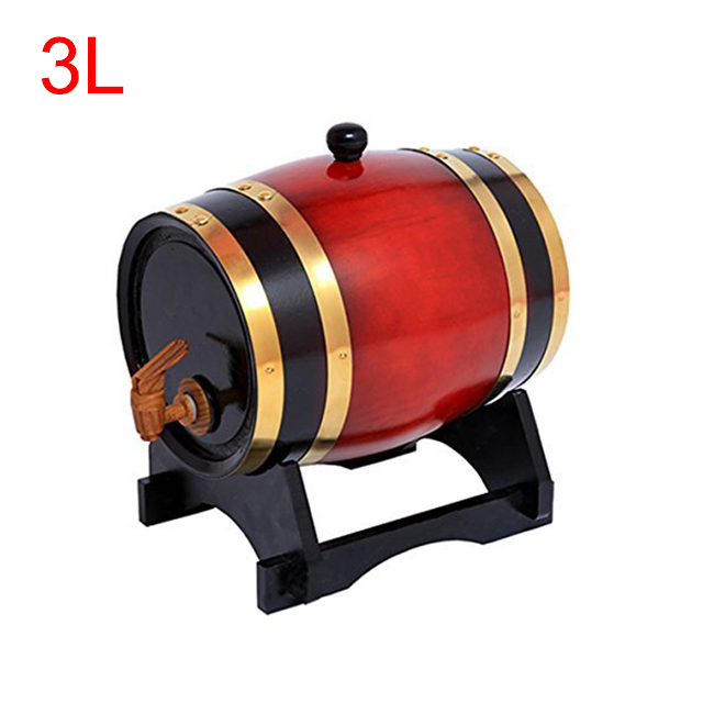 GOALONE 1,5/3L barril de madera Vintage equipo de elaboración de cerveza de roble Mini Keg Home, grifo para barril de cerveza, dispensador Para Ron Pot Whisky vino: 3L Red wine