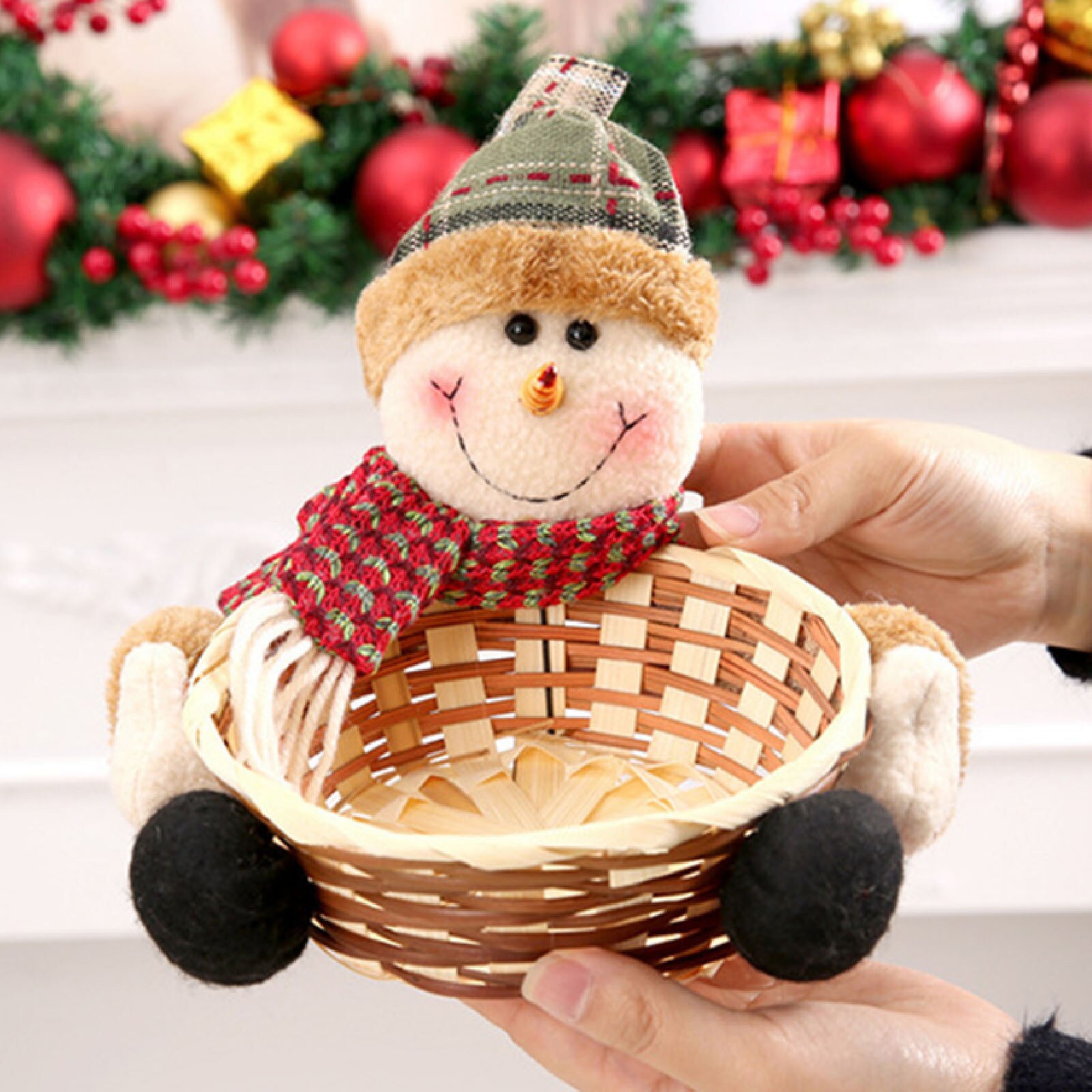 Christmas Candy Storage Basket Decoration Santa Claus Storage Basket Products For Christmas Candy Container: F