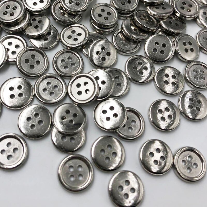 100pcs Silver/Bronze/Gold Plastic Buttons 12mm Sewing Craft 4 Holes PH290: Silver