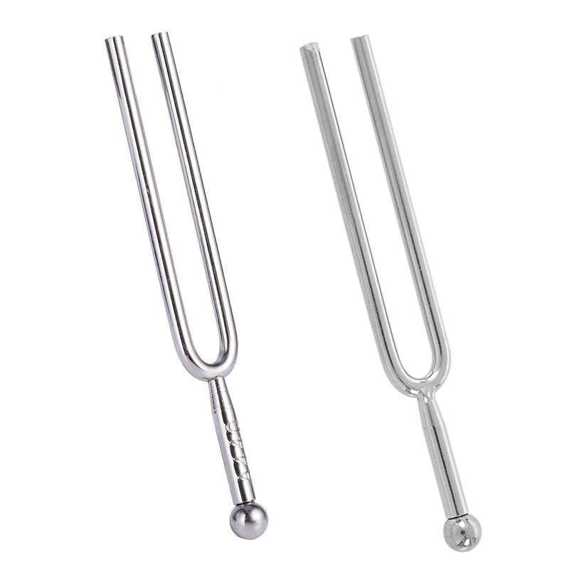 2 Pcs Tuning Fork with Soft Shell Case & C523 Instrument Tuner Silver Tone Metal Tuning Fork, 440 Hz & 523Hz