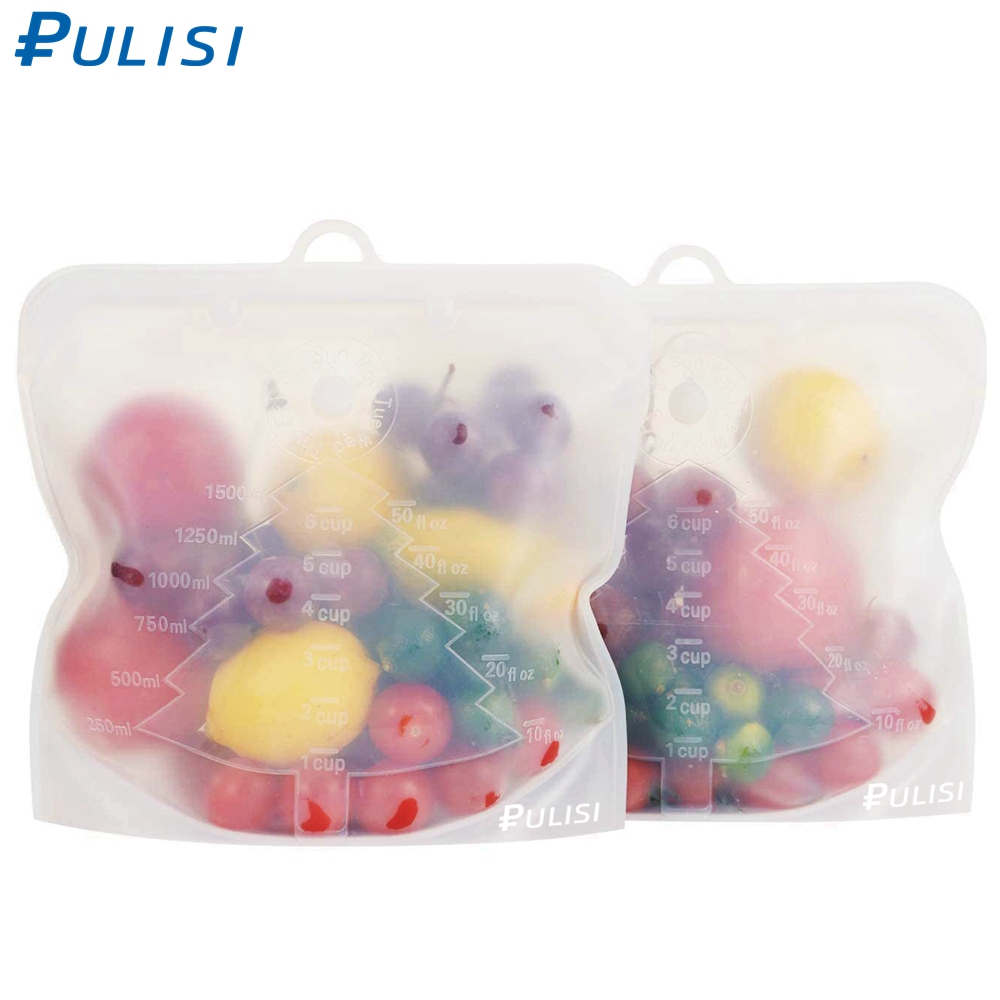 2er Pack Silikon-Lebensmittel beutel 1500ml 1000ml 500ml auslaufs ichere Behälter wieder verwendbarer frischer Beutel Lebensmittel-Aufbewahrung beutel Gefrier beutel Snack behälter