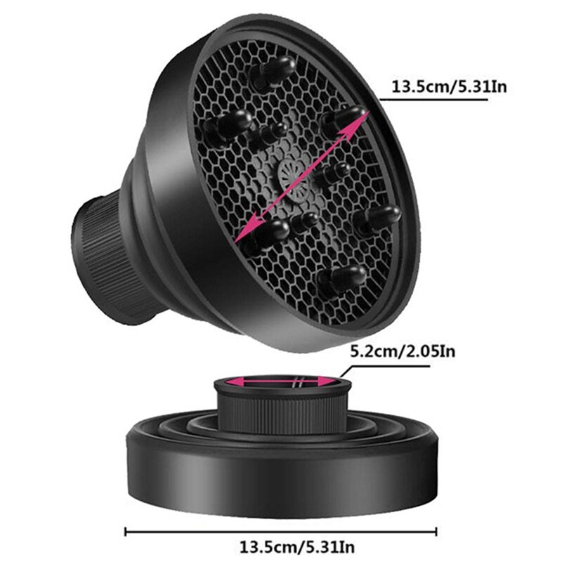Universal Foldable Hair Dryer Diffuser Attachment Foldable Portable Travel Folding Fits Most Hair Dryers-Black