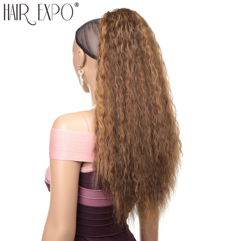 24inch Kinky Straight Clip In Hair Extensions Koord Paardenstaart Kammen Synthetische Lang Haar Voor Zwart Of Wit Vrouwen