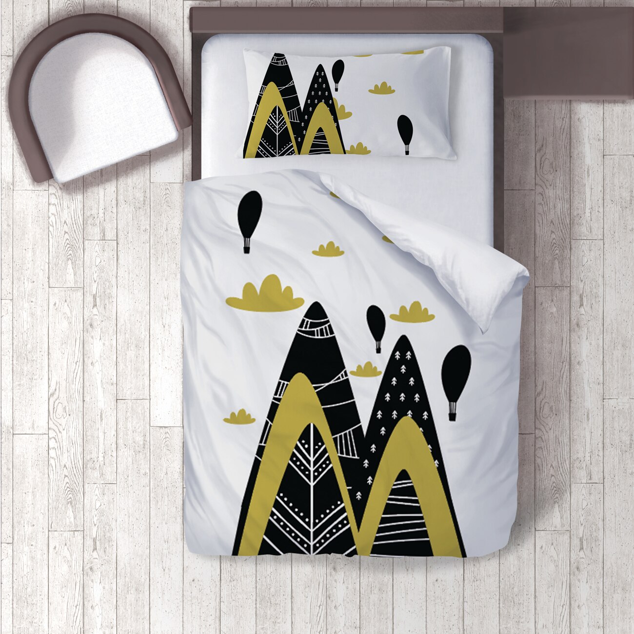 Dekbedovertrek Set Beddengoed Set Kussensloop Voor Baby En Kinderkamer 3D Gedrukt Wit Bergen Wolken Model 198