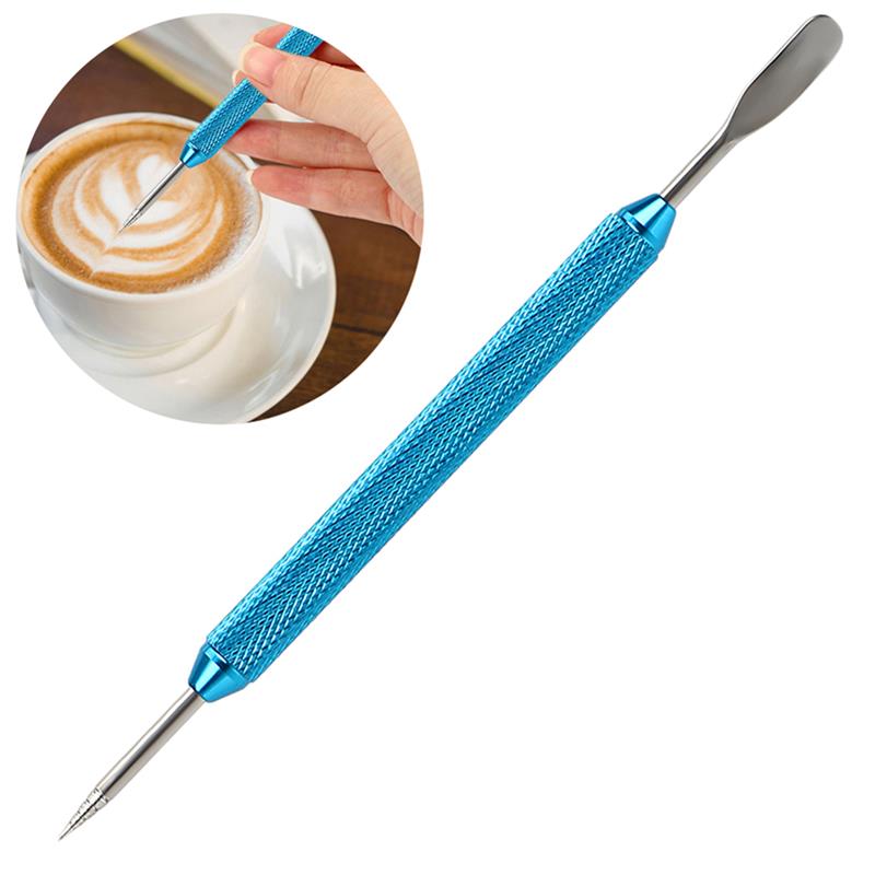Kapmore 1pc Coffee Art Needle Stainless Steel Non Slip Coffee Carved Needle Coffee Art Pen Coffee Decor Tools Accessories: Blue