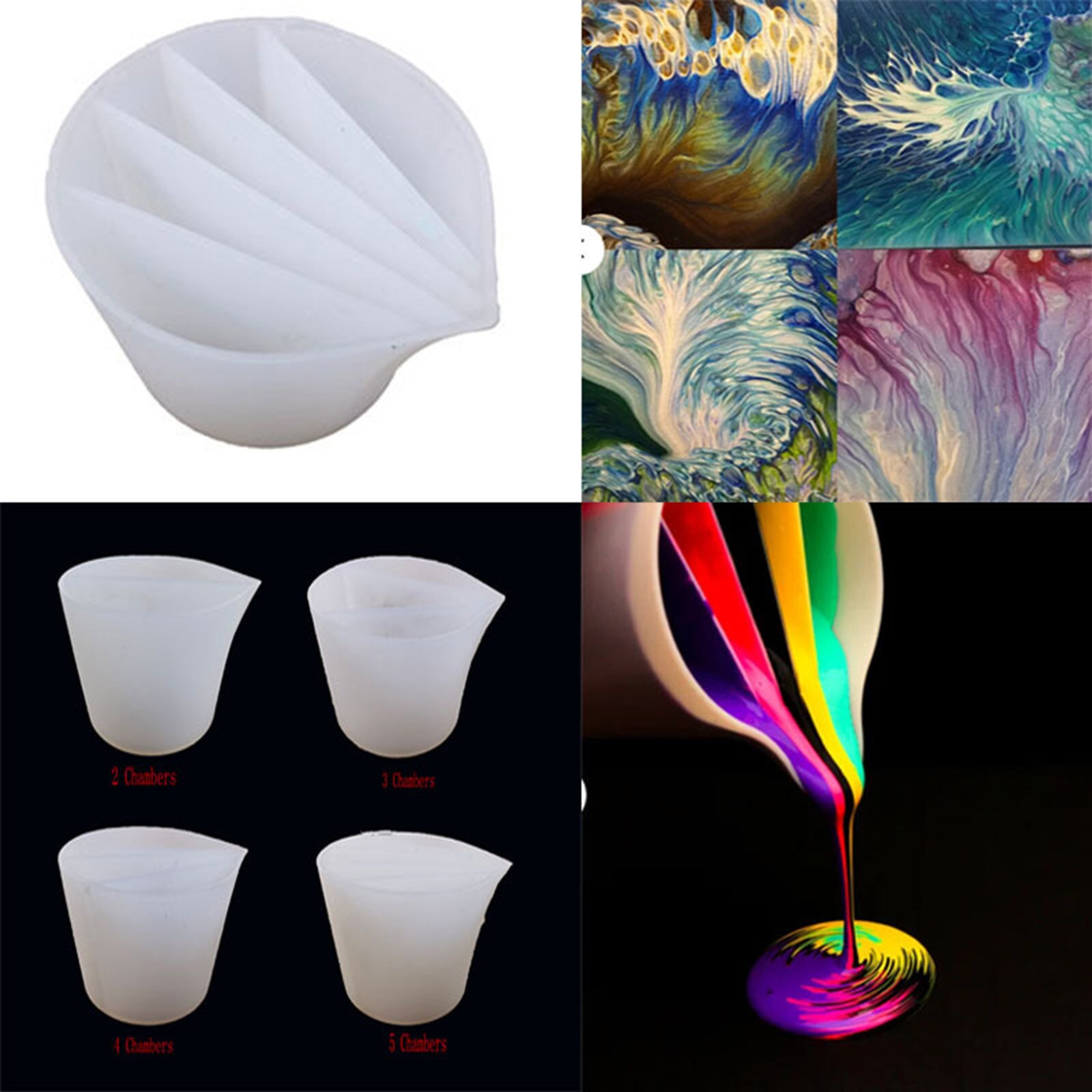 Silicone Epoxy Resin Mixing Cups DIY Epoxy Resin Distribution Measuring Cup Tools for Jewelry Making Painting Color Mixing Cup
