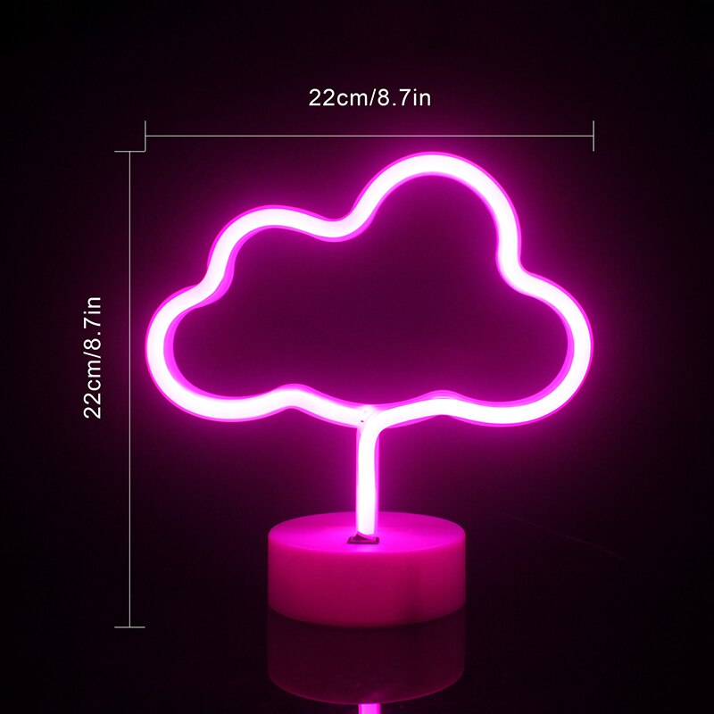 Wanxing Pink Clouds Shaped With Base Neon Sign Battery Powered Table Neon Night Light Lamp For Bedroom Desk Kids Room Decor