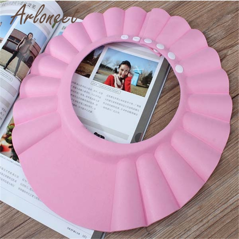 zachte verstelbare baby shower cap effen Passen Shampoo Douche Baden Bad Bescherm Soft Cap Hoed Voor Baby Roze JAN25