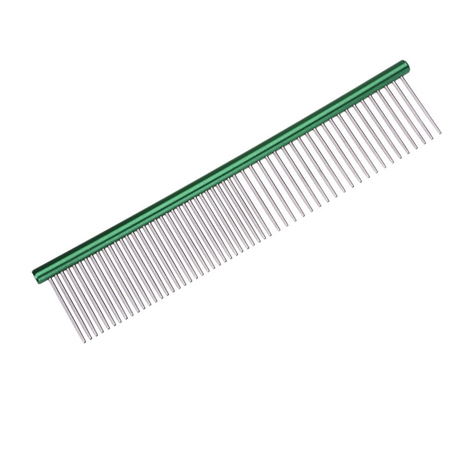 1 Pc Roestvrij Staal Huisdier Kam Met Verschillende Verdeeld Afgeronde Tanden Grooming Verwijder Knopen Professionele Shedding Tool: green