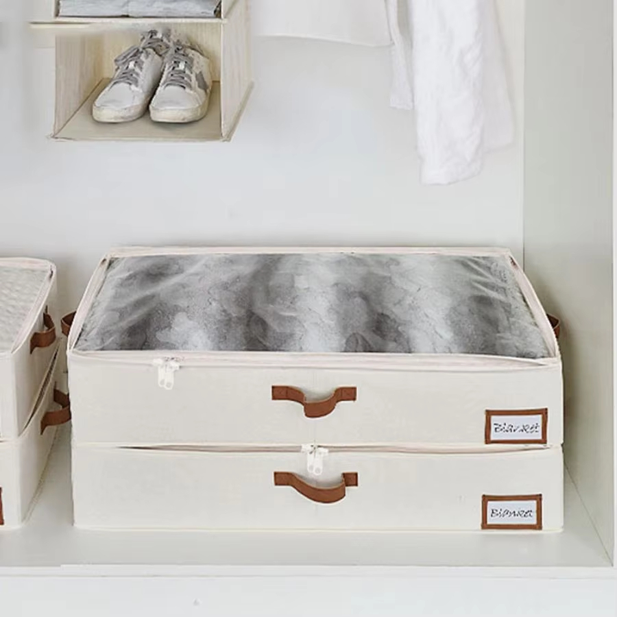 4 Pack Foldable Underbed Storage Box for Clothes Under Bed Clothes Organizer With Sturdy Structure and Ultra Thick Fabric