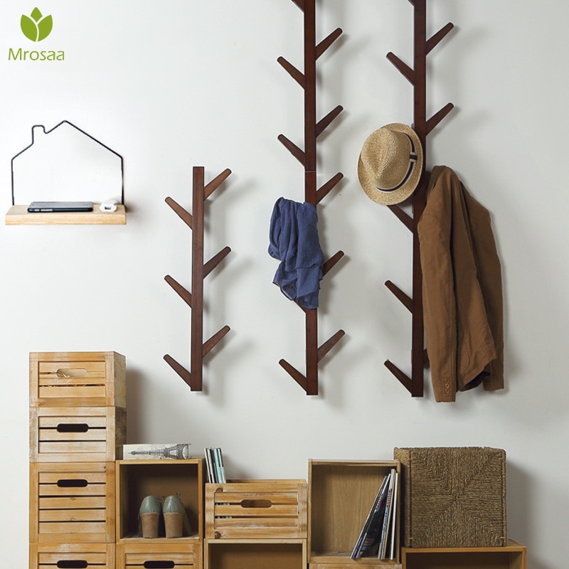 6/8 kroge kappestativ væg massivt træ væghængende stue soveværelse dekorative tøjstativ alle hat rack rack bambus møbler