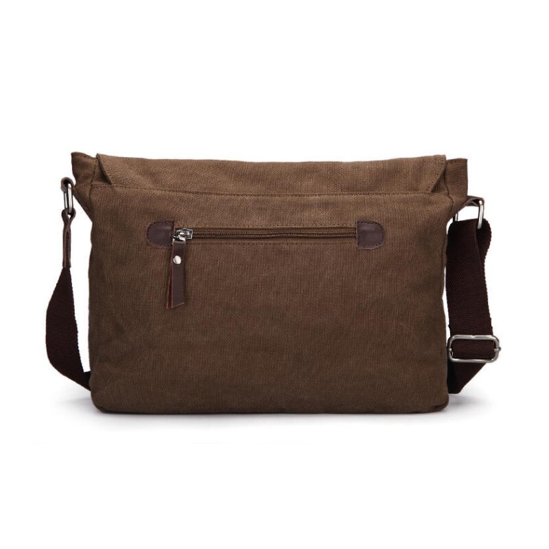 Herentas retro donkergrijs bruine messenger schoudertas klassiek casual 100%  katoenen canvas crossbody tas laptop ipad aktetas