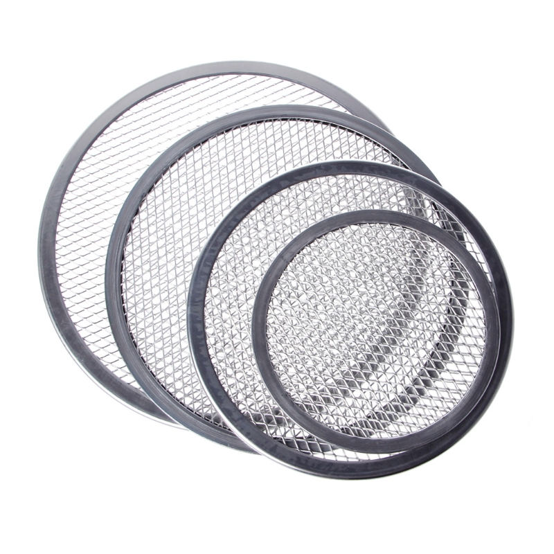 Rejilla de aluminio para parrilla de Pizza, bandeja de horno redonda, herramientas de cocina, Kit de hornos