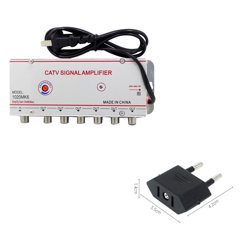 4/6/8 Way 20 db Digital tv Antenna CATV TV box Signal Amplifier Antenna for digital tv Signal Booster Splitter US EU Plug 220V: Silver