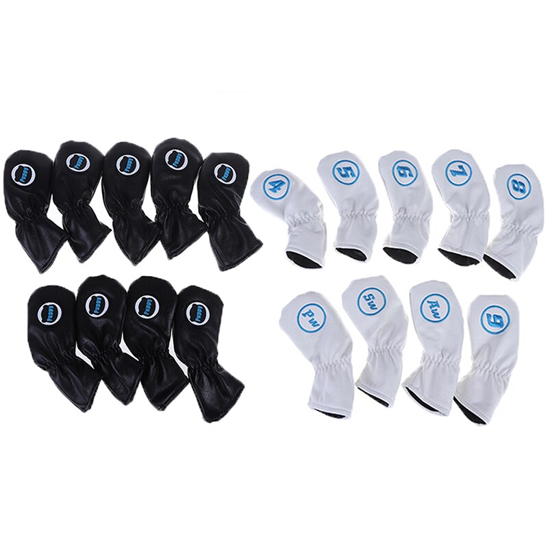 9 pièces Golf fer tête couvre fer Putter protection noir fenêtre Golf Club fer tête protecteur Golf accessoires