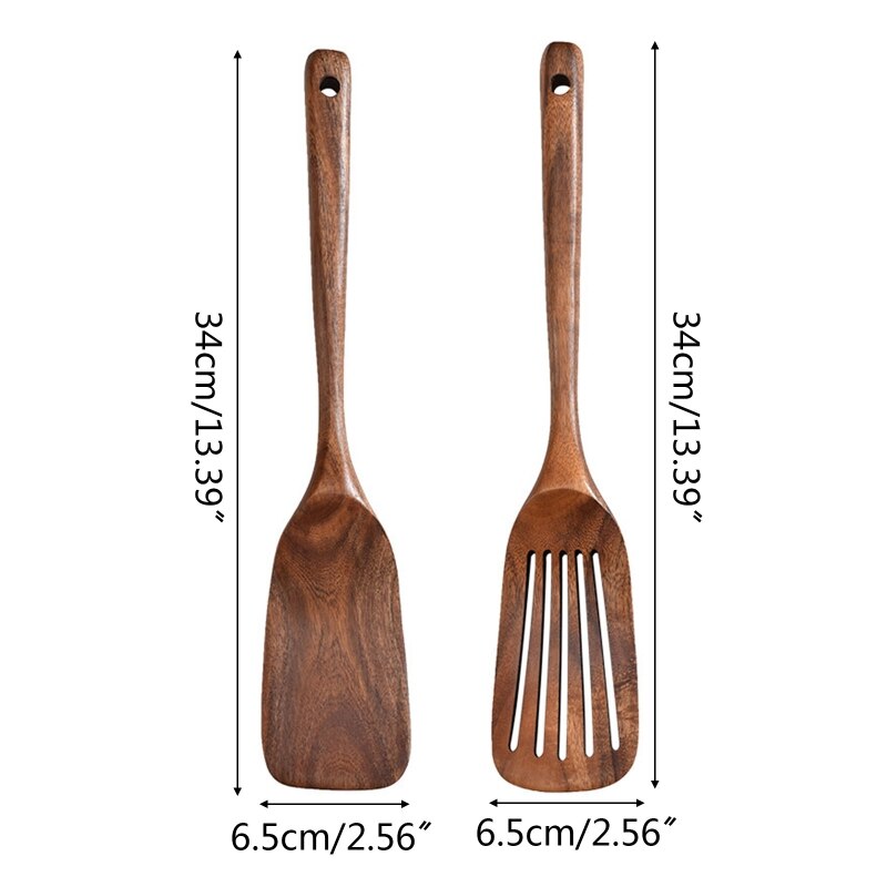 Natural Wooden Cooking Shovel Spatula Turner Kitchen Utensil Tools Non-stick Long Handle Cookware