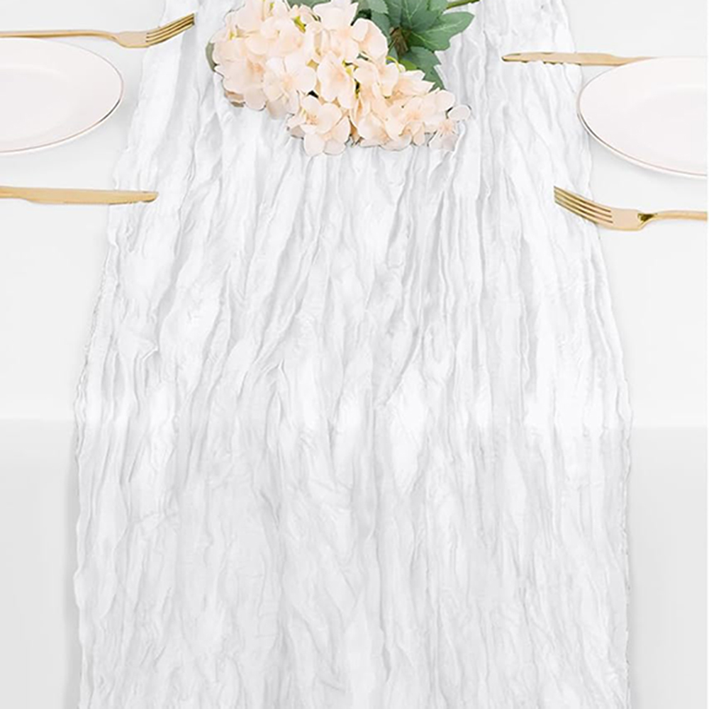 Rosa boho ostduksduk löpare halvtransparent gasvävtyg babyrosa löpare bröllop födelsedagsfest babyshowerdekorationer: 32*210cm / Ljusgrå