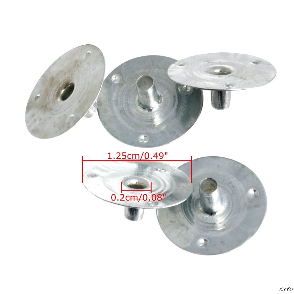 Support métallique pour mèche à bougie,accessoire couleur argent, idéal en fabrication de , dimensions 12,5x2,5 mm, 100 ou 200 pièces