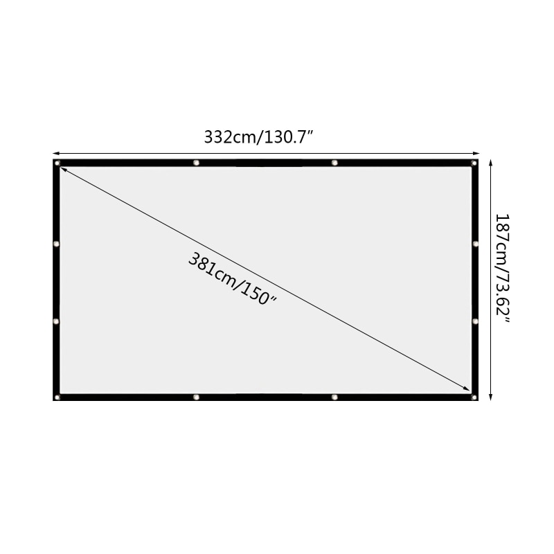 Écran de Projection 150 pouces 16:9, pliable, Anti-pli, Portable, pour cinéma à domicile, en extérieur et en intérieur