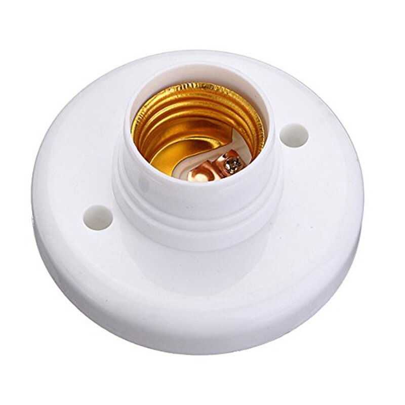 E27 Round Plastic Base Screw Light Bulb Lamp Socket Holder White: Default Title