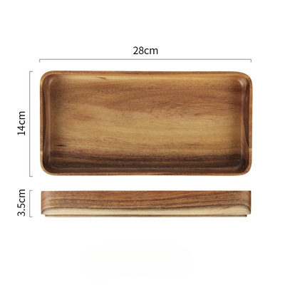 Wooden Tray Japanese Style Dessert Solid Wood Tea Tray Household Wooden Fruit Wooden Storage tableware Home Decoration: light green