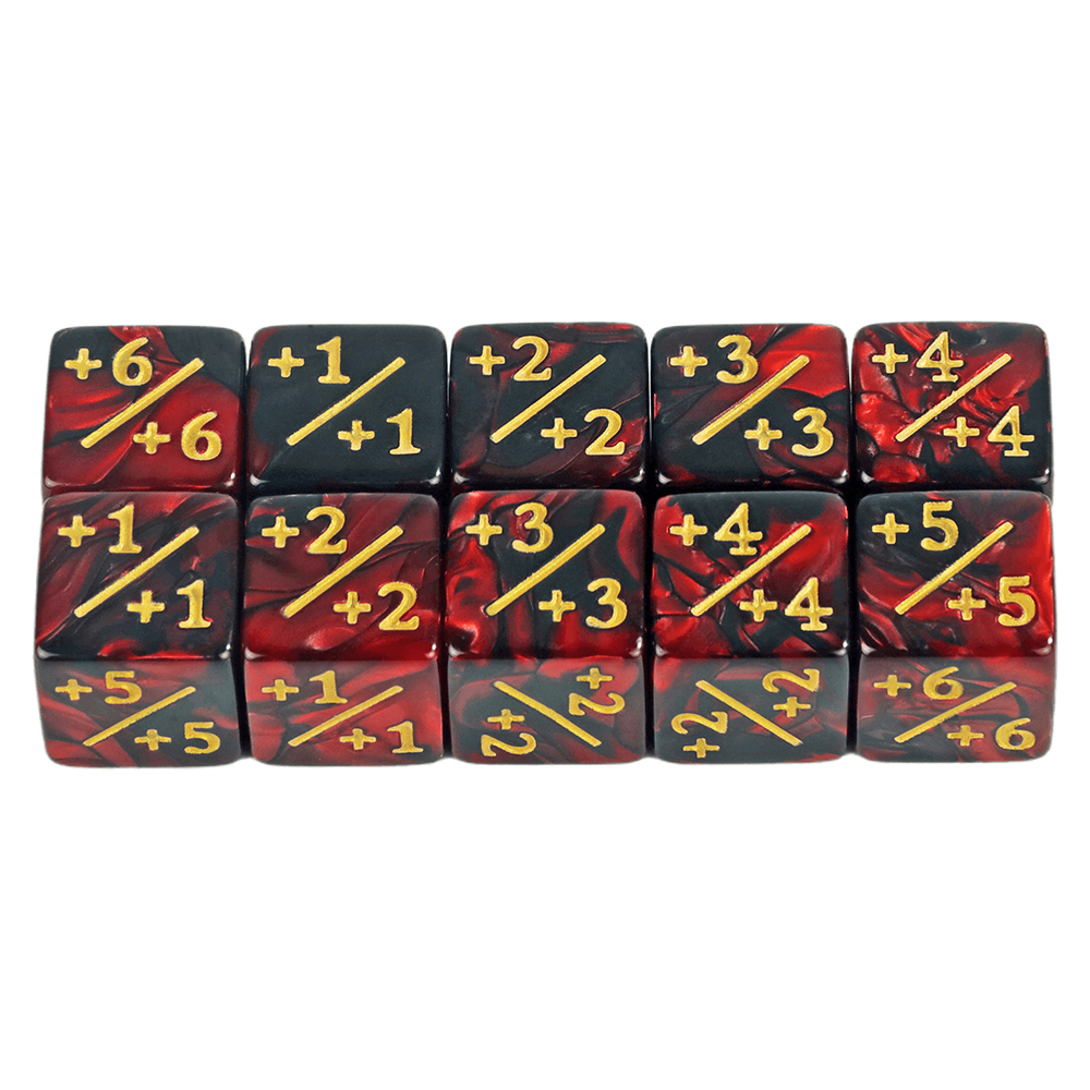 Dados D6 compatibles con accesorios de juego de cartas, dados de fichas, contadores de dados, 10 piezas: Rojo