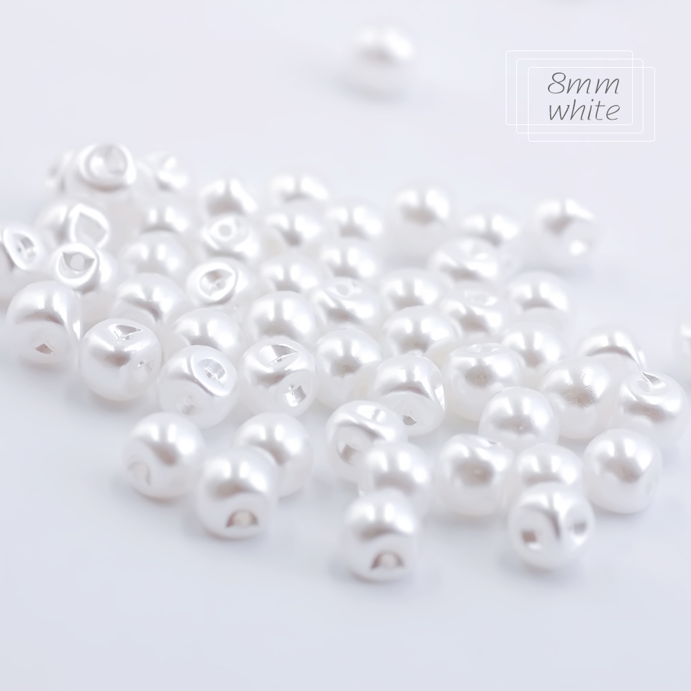 Botones de costura Hisenlee de 6 tamaños, botones redondos de perlas de plástico con agujero lateral, 6mm, 8mm, 9mm, 10mm, 12mm, 14mm, accesorios blancos/Marfil, 100 Uds.: Cobre envejecido