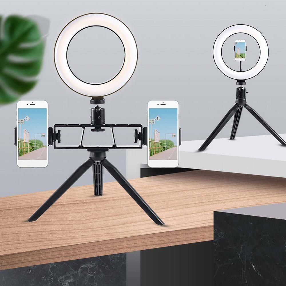 Fotografie 360 grad LED Selfie Ring Licht Dimmbare USB Kamera Telefon Studio Ring Lampe Mit Stative Für machen-hoch Video Live