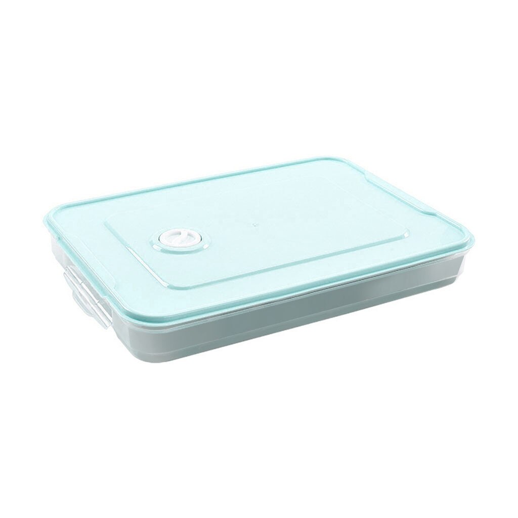 29.5x22.5x4.5cm Single Layer Refrigerator Food Dumplings Airtight Storage Container Plastic Box Home Kitchen Transparent #T1P: Blue 