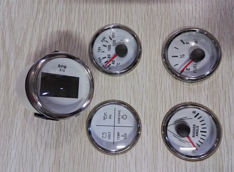 52mm bil båt modifierat instrument diesel bensin motor mätare rpm/vattentemp/bränsle/rodder vinkel/larm