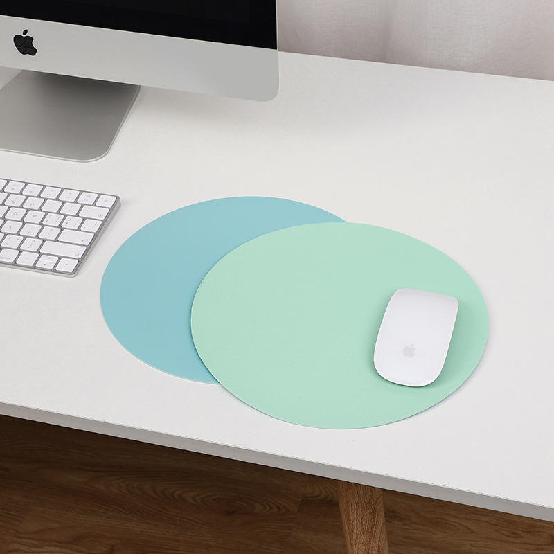 Round Mouse Pad Single-sided Solid Color Universal Non-slip Pad Mouse Pad Suitable for Laptop Office PU Gaming Mouse Pad