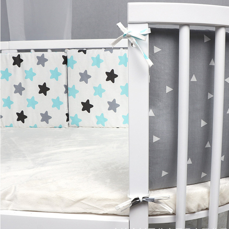 2M Baby Bed Crib Bumper U-Shaped Detachable Zipper Cotton Newborn Bumpers Infant Safe Fence Line bebe Cot Protector Unisex