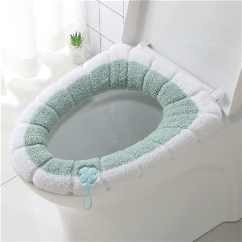 cómodo de invierno adulto de asiento de inodoro felpa aterciopelada grueso cálido baño Mat retrete lavable tapa Accesorios: 7