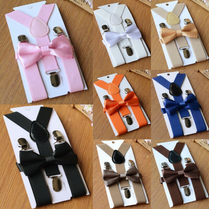 Suspenders Baby Boy Adjustable Kid Girl Elastic Braces Bow Tie Clip-on Children