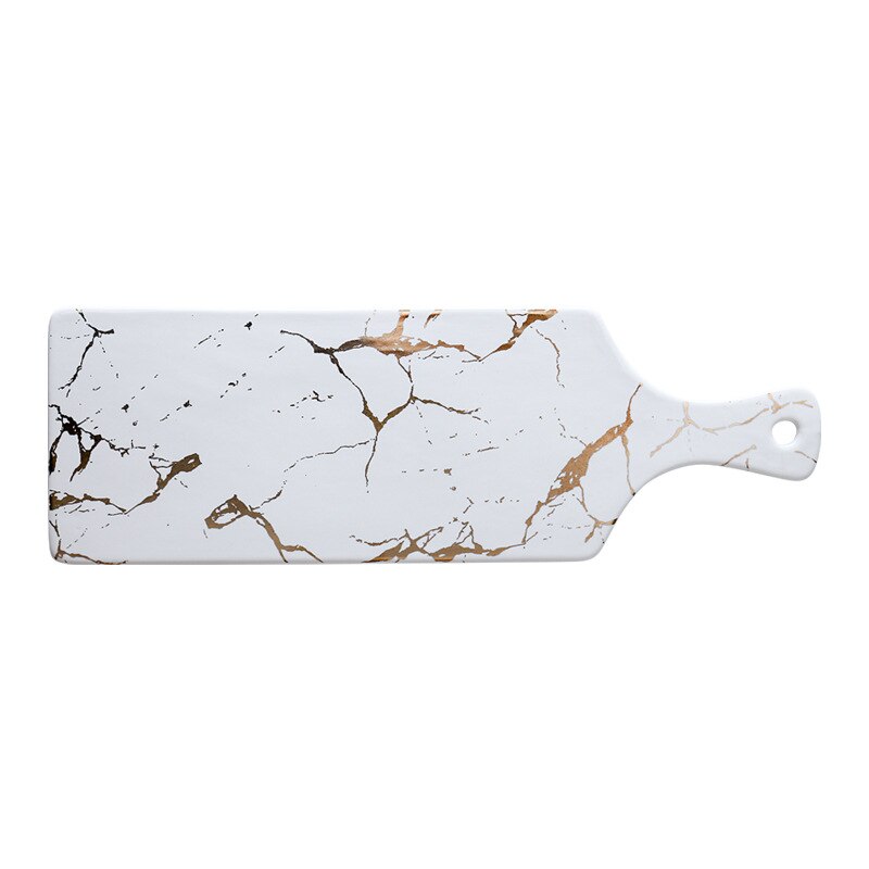Marmer Matte Goud Zwart En Witte Keramische Servies Plaat Koude Schotel Plaat Westerse Steak Plaat Fruitschaal Sushi Platepizza Plaat: Grijs