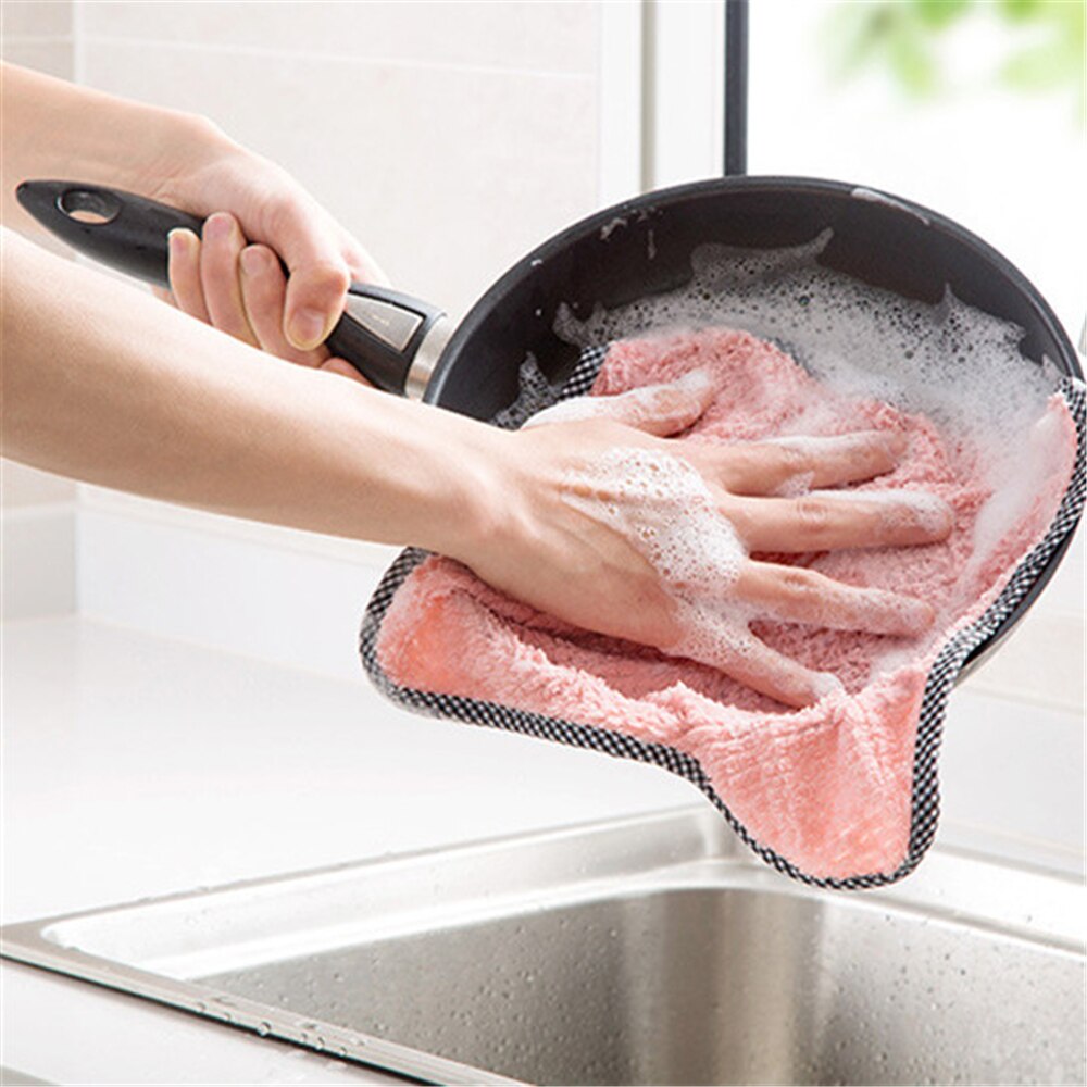 Super Absorbent Coral fleece Clean Cloth Cleaning Wiping Rag Dish Towel Home Kitchen Towel Sink Wipe Cleaning Towels 25*27.5cm