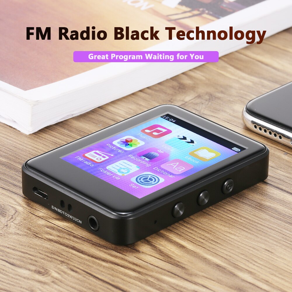 JWD JWM-110 MP3 Player Portable Digital Music Player Touch Screen FM Radio Support Bluetooth Recording E-book Reading MP3 Player