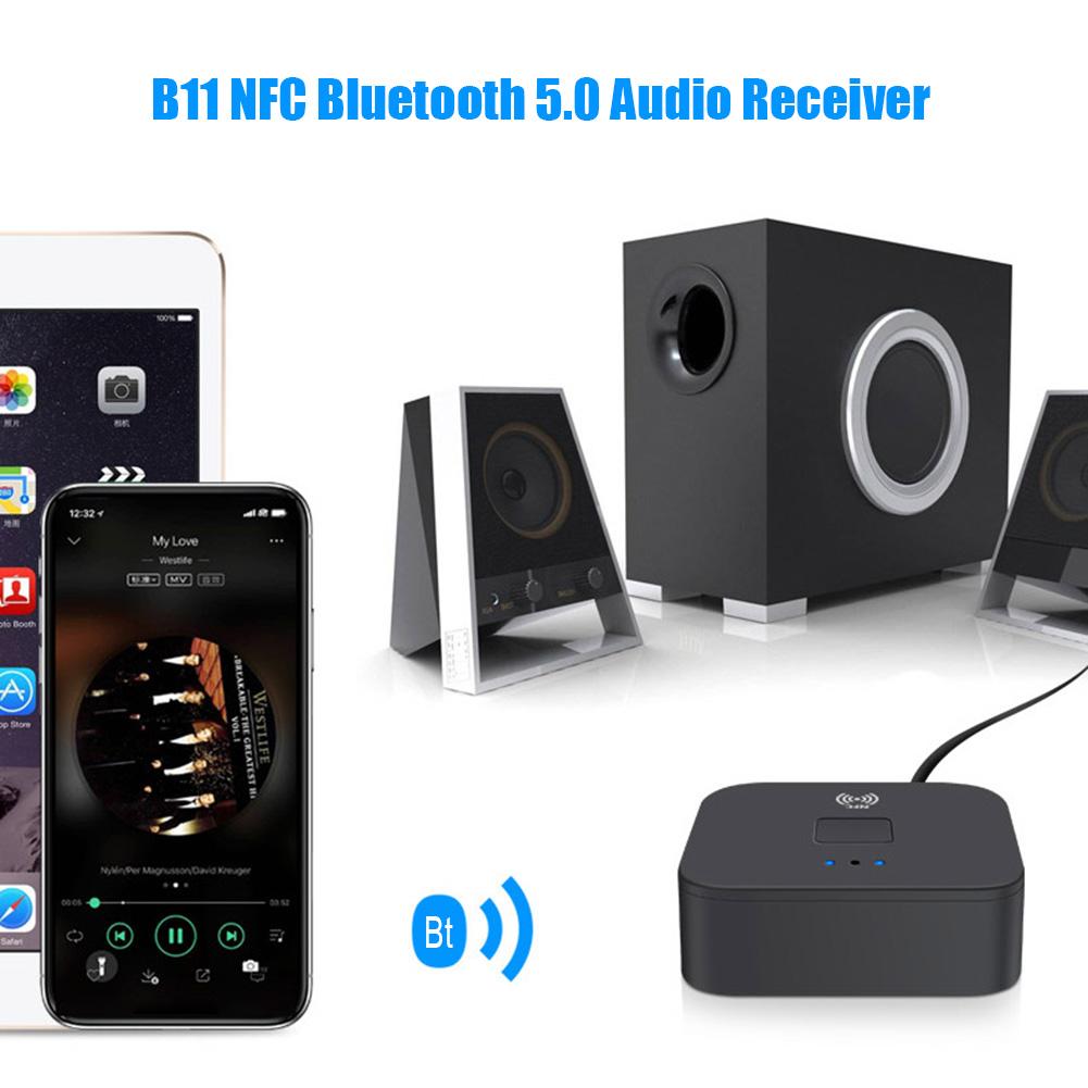 B11 NFC Bluetooth 5.0 Audio Handsfree Adapter Wireless Receiver Dongle Car Kit Built-in Chips Direct Connection NFC Phone