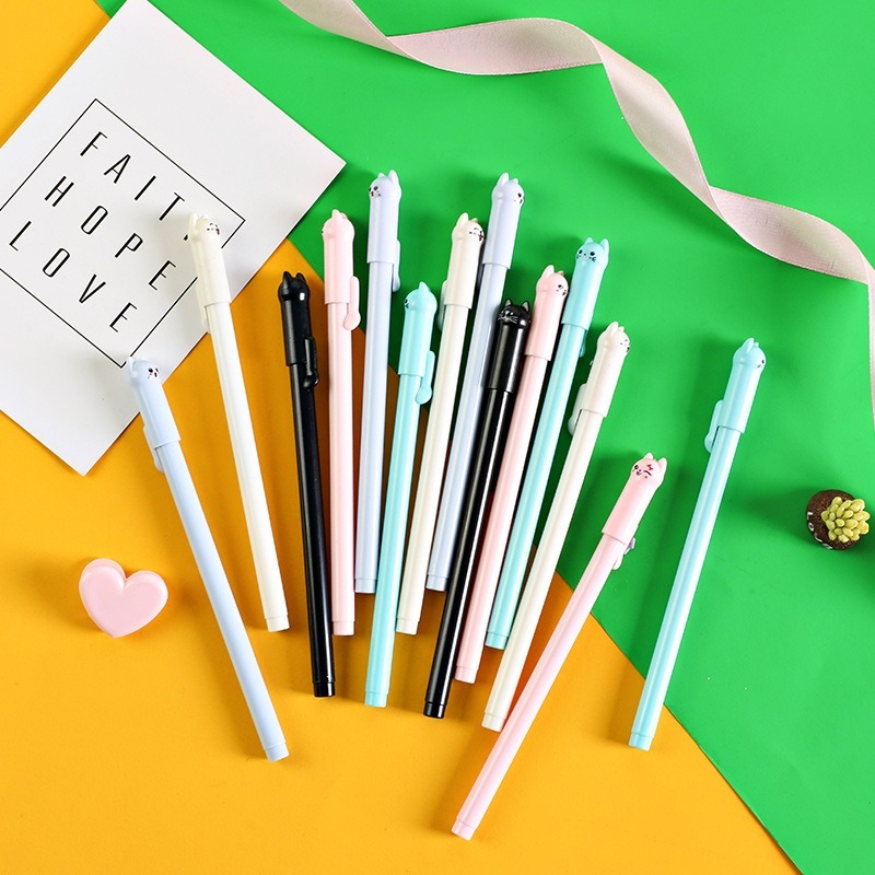 0.5mm Stationery Cute Cartoon Tail Cat Gel Pen For School Office Suppilies With Full Needle Black Pen