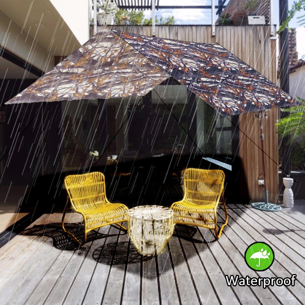 3x3M Camouflage Sun Shelter Awning Tent Tarp Outdoor Camping Rain Fly Anti UV Beach Tent Shade Camping Sunshade Canopy