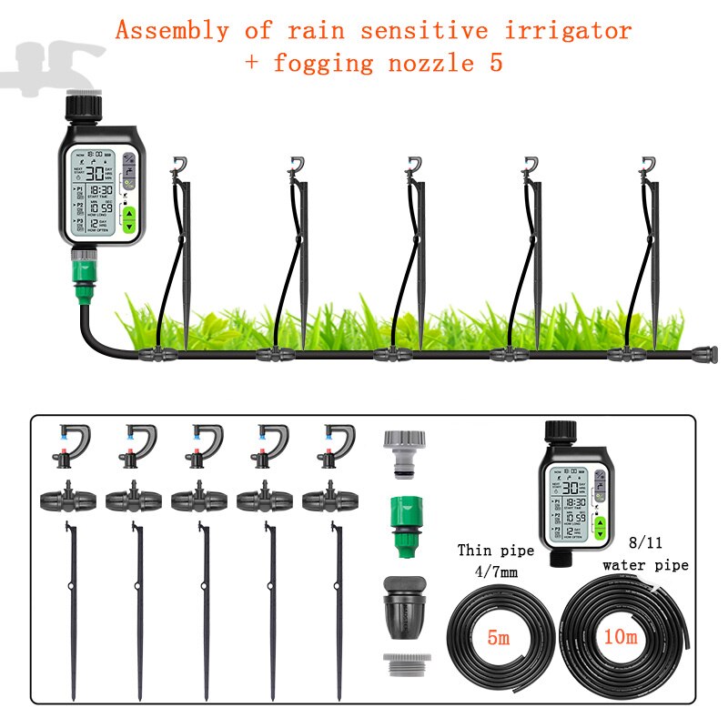 Rainwater Induction Drip Irrigation System timer LCD Screen Auto Watering System Device Garden Outdoor Sprinkler Controller