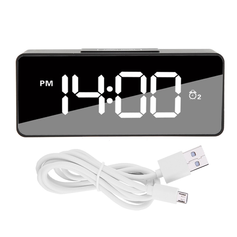 USB LED Alarm Clock Digital Music Snooze Table Clock Alarm Clock Night Light Backlight Display Home Decoration Clock: Default Title