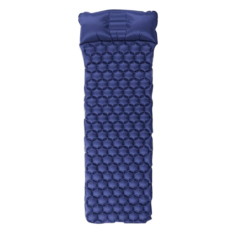 Aufblasbare isomatte, ultraleichte campingmatratze, wasserdichte isomatte mit kissen für rucksackreisen, wandern, dunkelblau: Default Title